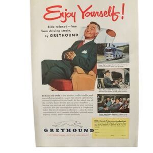 Vintage 1951 Greyhound Enjoy Yourself Ad Advertisment